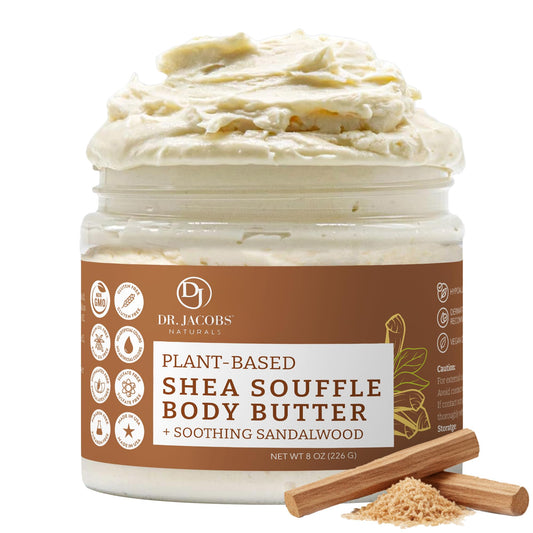 DR.JACOBS NATURALS Shea Soufflé Butter packaging shown for easy grab-and-go hydration