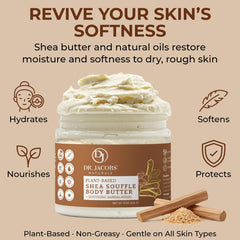 Whipped texture close-up reveals light, non-greasy moisture from DR.JACOBS NATURALS Shea Soufflé Butter