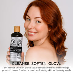 Vegan friendly packaging of DR.JACOBS NATURALS african black soap