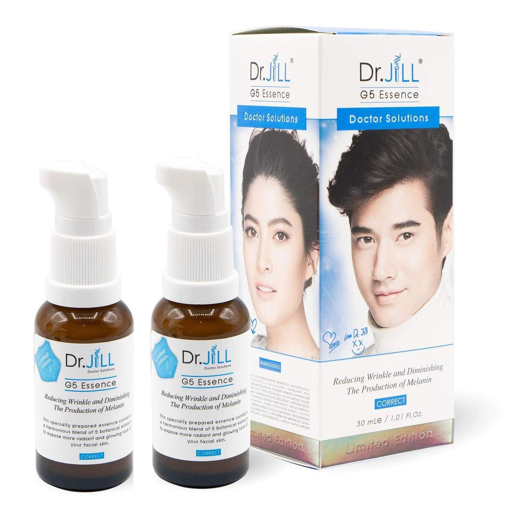 Dr. Jill G5 facial serum bottle provides lightweight hydration for daily skin care.