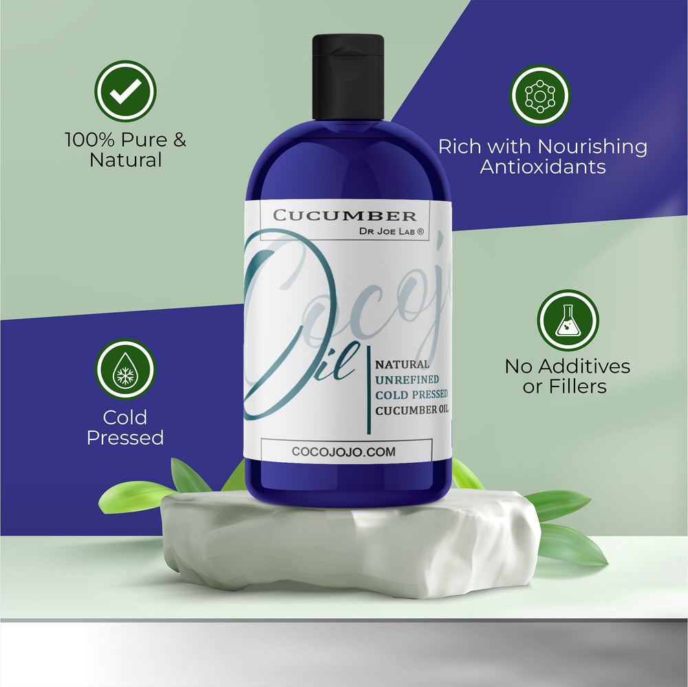 Dr Joe Lab cucumber seed oil ingredient closeup highlighting purity for sensitive skin.