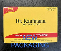 Using Dr. Kauffman Soap medicated sulfur bar during shower routine.