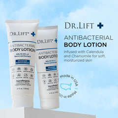 DR. LIFT antibacterial body lotion texture close-up reveals creamy consistency