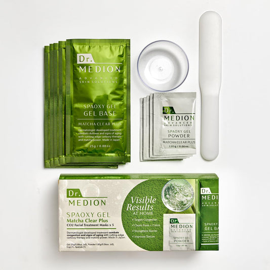 DR.MEDION Spaoxy Matcha Clear Plus packaging shows premium five-unit at-home care.