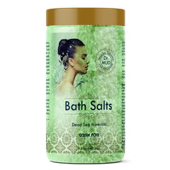 DR.MUD Dead Sea Salt bath soak jar with mineral-rich grains for a spa-like soak.