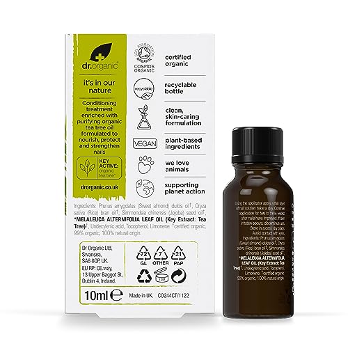 Dr. Organic Tea Tree Nail Solution ingredients highlight plant-based care for nails.