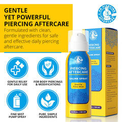 DR. PIERCING AFTERCARE fine mist delivers even coverage for consistent cleaning.