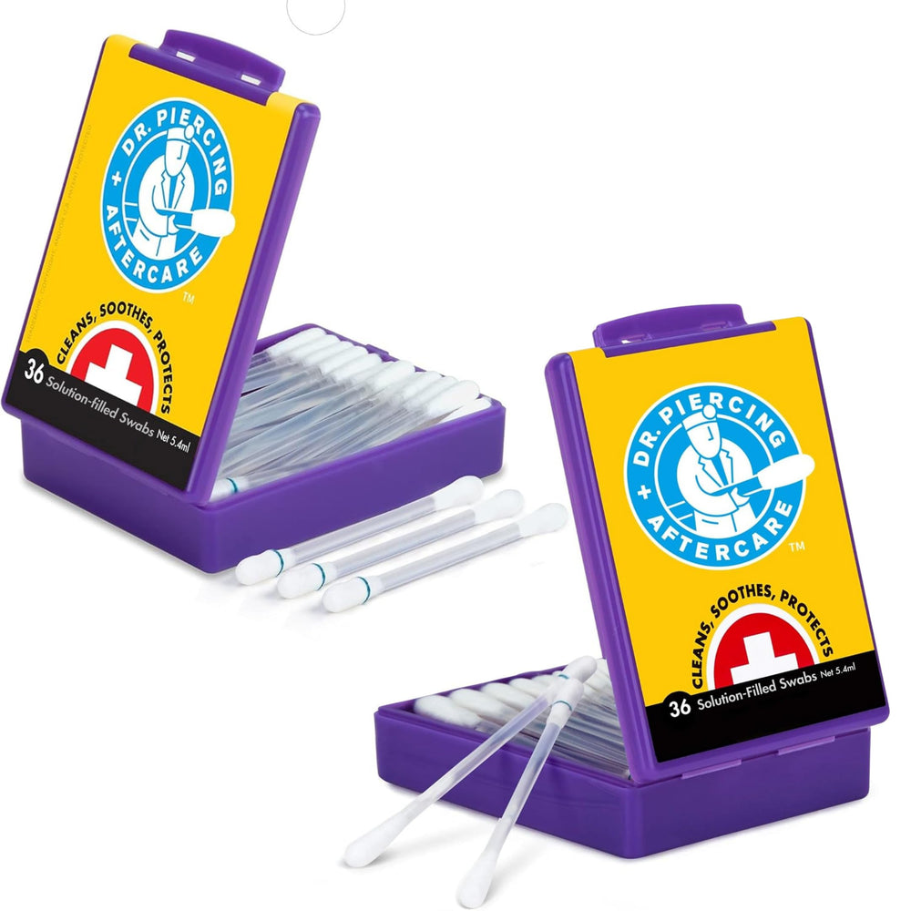 Dr. Piercing Aftercare aloe vera swabs for gentle piercing cleansing.
