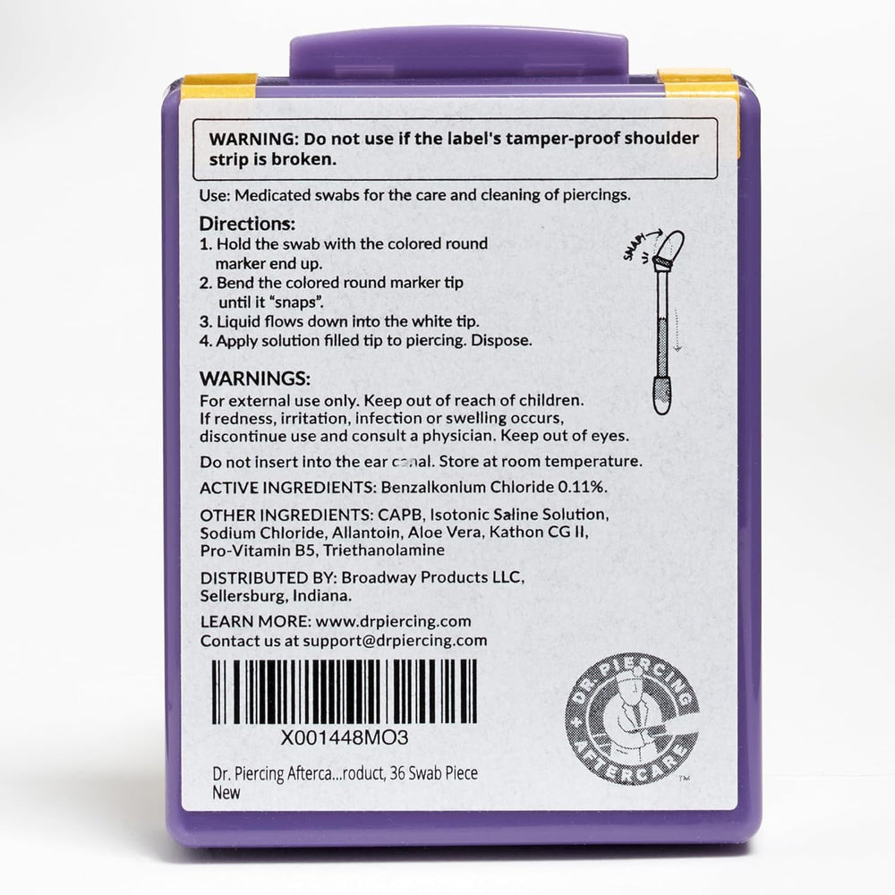 DR. PIERCING AFTERCARE swabs no-rinse saline keeps routines simple