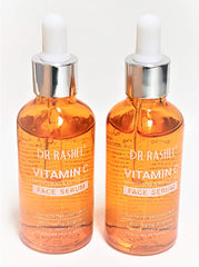 Close-up of DR.RASHEL Vitamin C serum label showing key ingredients.