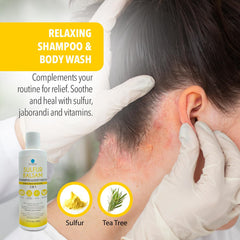 Citrus-mint scent visual indicates refreshing aroma of Dr. Robaina shampoo