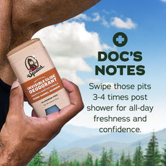 Dr. Squatch aluminum-free formula label signals dermatologist-tested, gentle on skin.