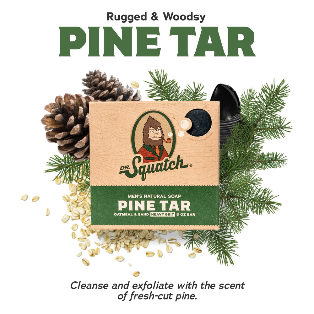Dr. Squatch Birchwood Breeze bar with rugged texture for refreshing masculine aroma.