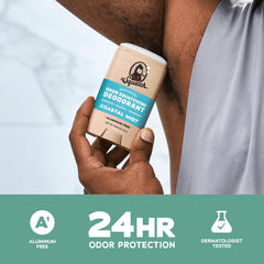 Dr. Squatch charcoal deodorant visual highlighting odor absorption for a cleaner feel.