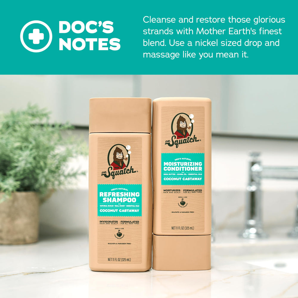 Dr. Squatch Coconut Castaway conditioner rinse delivers smooth, tangle-free hair with nourishment