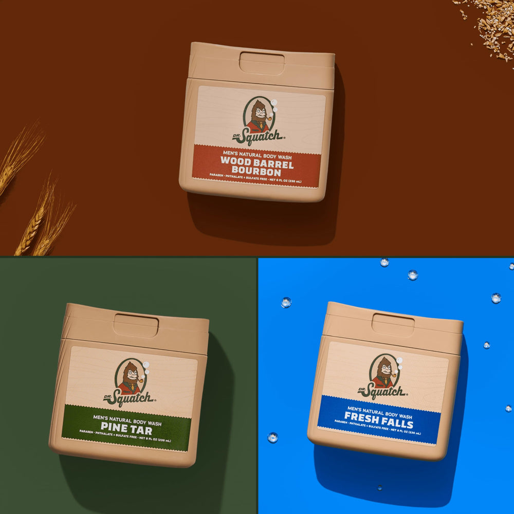 Dr. Squatch dermatologist-tested seal indicating gentle, allergen-free formula.