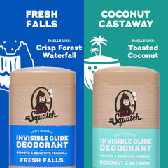 Dr. Squatch Invisible Glide Coconut Castaway 2-pack front view with tropical scent option.