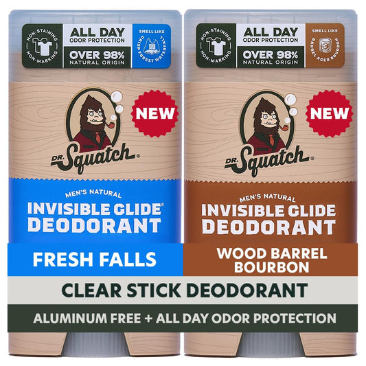 Dr. Squatch Invisible Glide Fresh Falls bottle showing stain-free protection