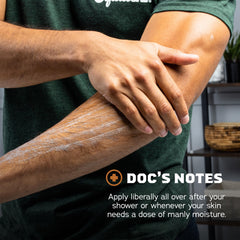 Dr. Squatch lotion being applied shows quick absorption on hands