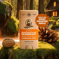 Dr. Squatch Odor-Squatching formula with arrowroot, charcoal, and postbiotics.