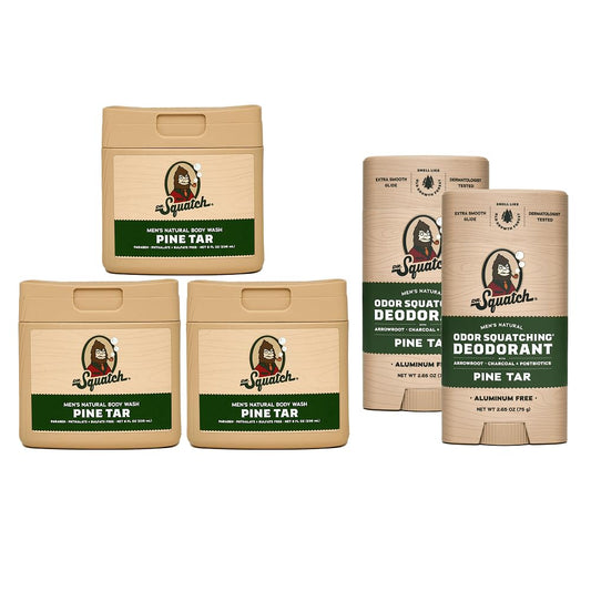 Dr. Squatch Pine Tar body wash 8 oz bottle delivers a sulfate-free, refreshing cleanse.