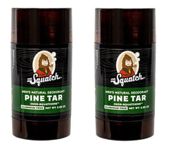 Dr Squatch Pine Tar deodorant 2-pack pack shot with aluminum-free protection
