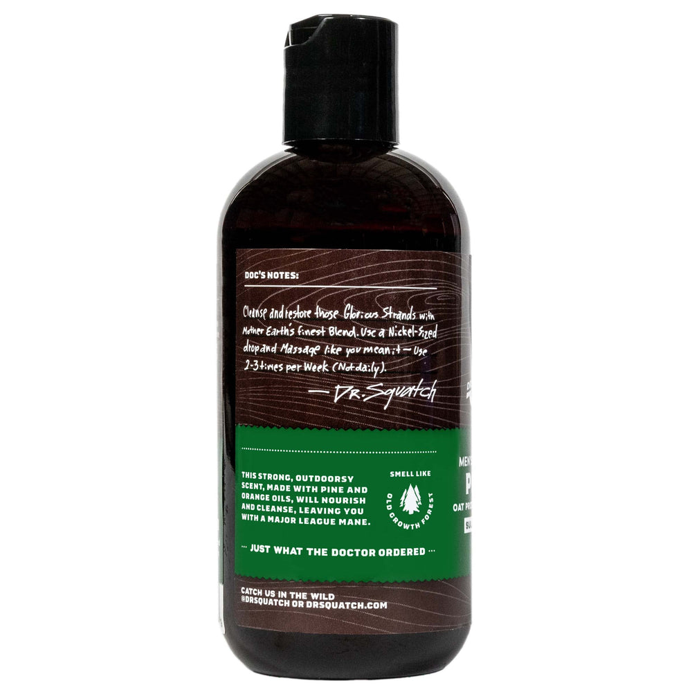 Dr. Squatch Pine Tar Shampoo woodsy scent fills the shower, enhancing outdoor-ready vibe.