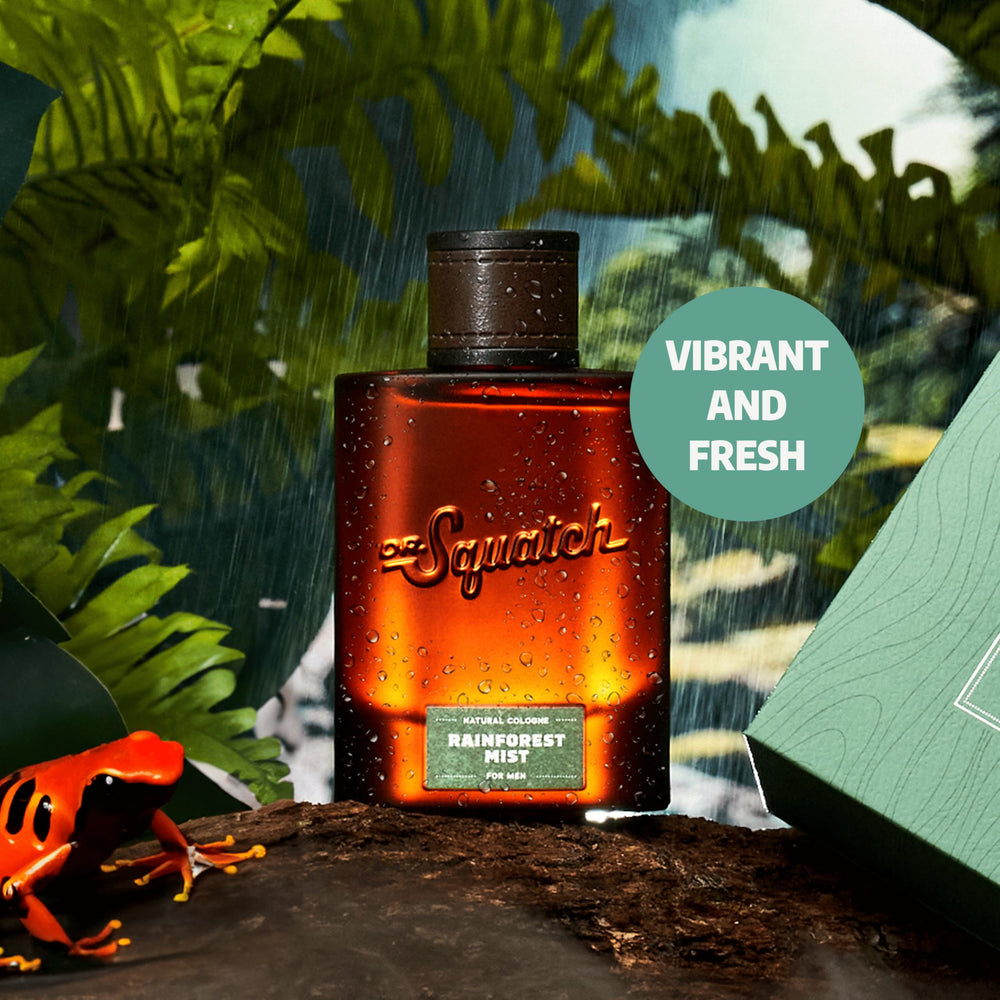 Close-up of Rainforest Mist label highlighting natural ingredients