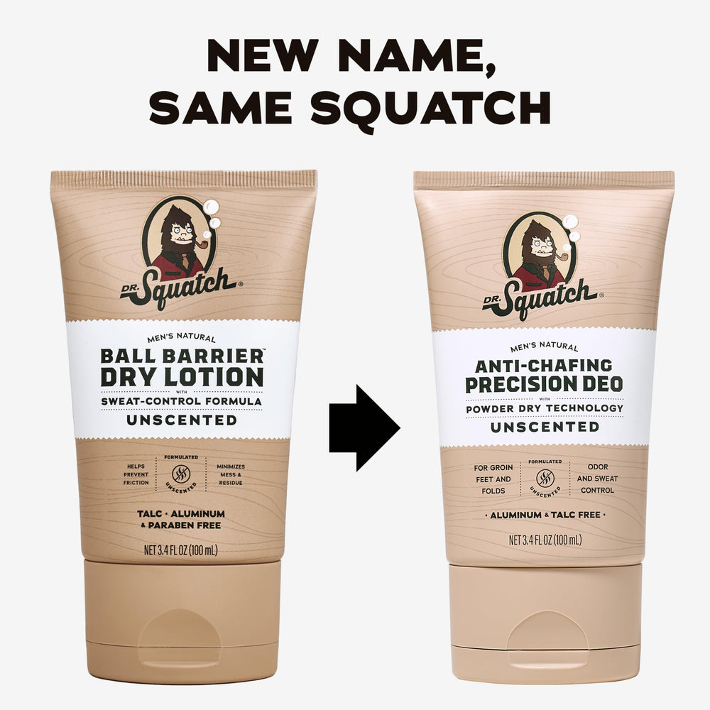 Dr. Squatch Whole Body Deodorant application shows lotion-like texture for easy coverage.