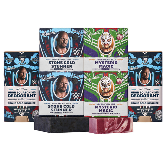Dr. Squatch WWE Collection Stone Cold Stunner soap bar with invigorating beer and cedarwood notes