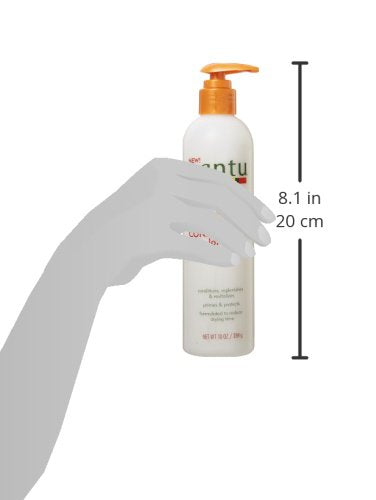 Dr Teal's Cantu smoothing leave-in packaging next to towel-dried hair close-up
