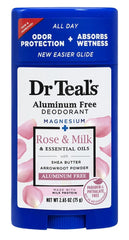 Dr Teal's Rose & Milk deodorant bottle with moisturizing formula.