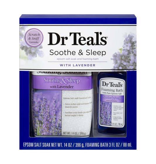 Dr Teal's Epsom salt sampler bag for soothing muscles and a calm evening soak at home.