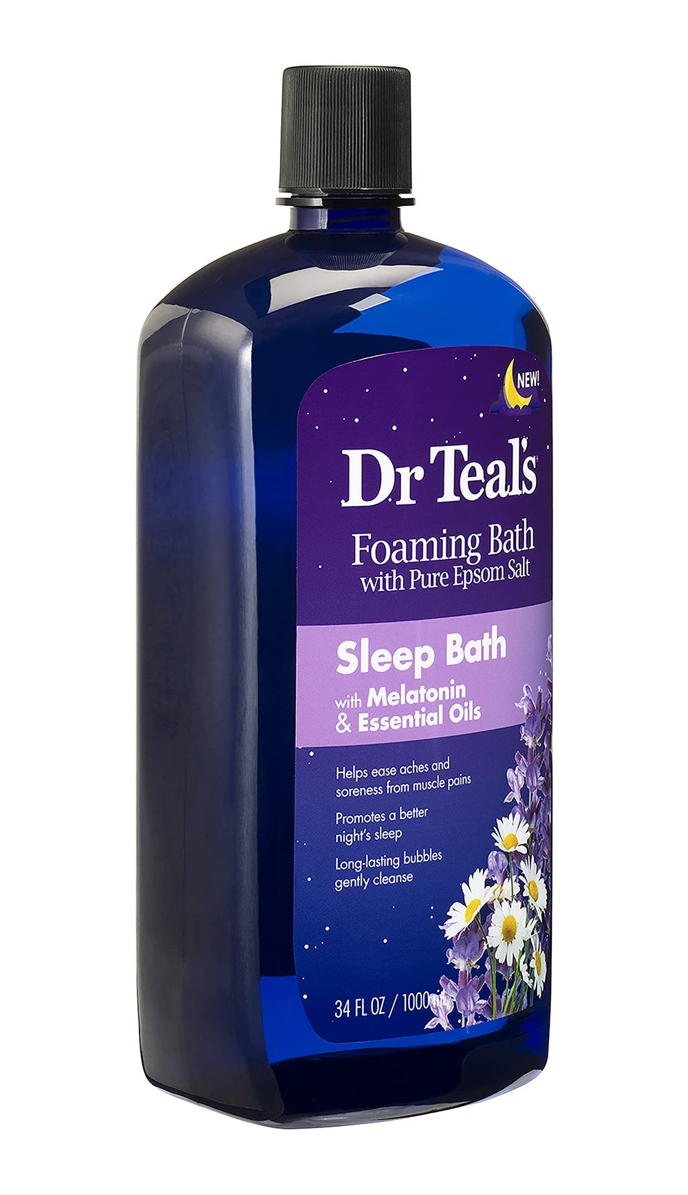 Dr Teal's Epsom salts-infused foaming bath supports revitalizing tired muscles after workout.