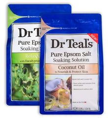 Dr Teal's eucalyptus spearmint Epsom salt bag ready for a refreshing soak.