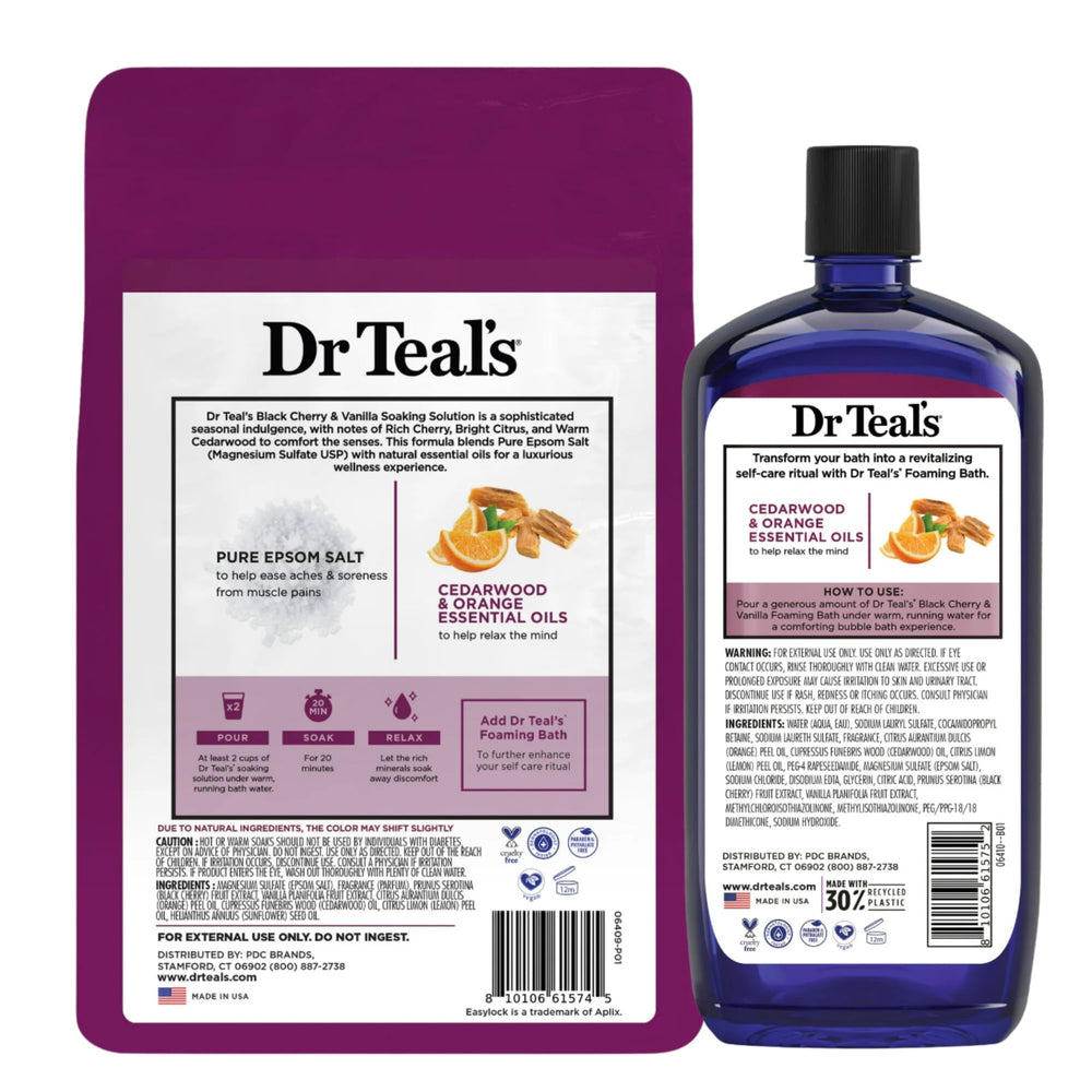 Dr Teal's Foaming Bath bottle shows luxurious lather for a sensory soak.