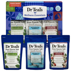 Dr Teal's Holiday Edition gift set on display for spa-like home pampering.