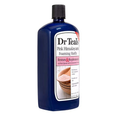 Dr Teal's Pink Himalayan foam bath 3-pack on display, convenient home spa