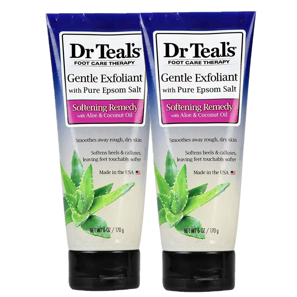 Dr Teal's Softening Remedy coconut oil foot scrub two-pack bottles for smoother feet