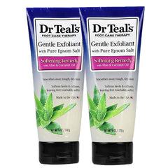 Dr Teal's Softening Remedy coconut oil foot scrub two-pack bottles for smoother feet