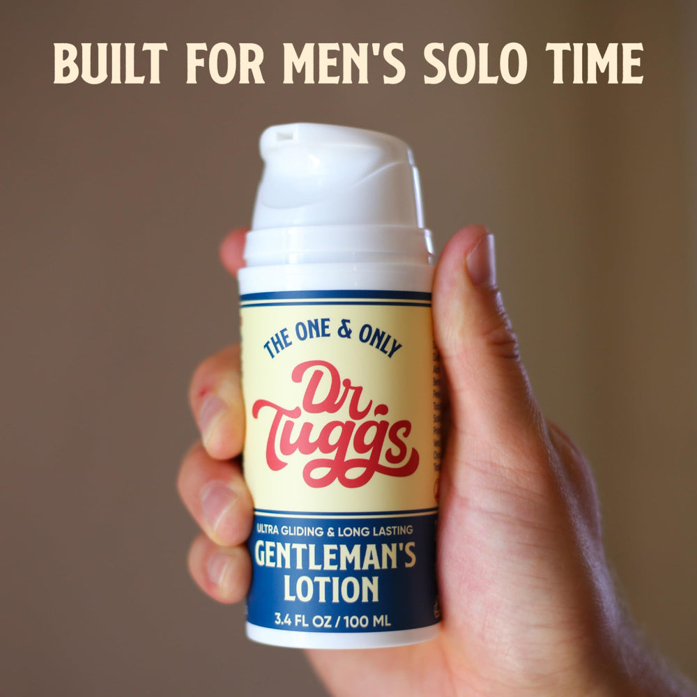 Dr. Tuggs user applying lotion during self-care moment.