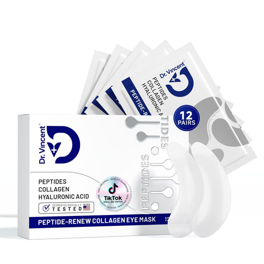 Dr Vincent Peptide Under Eye Patches in-use closeup may reduce puffiness
