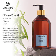 Close-up of Verbena foam shows creamy lather for gentle daily cleansing.