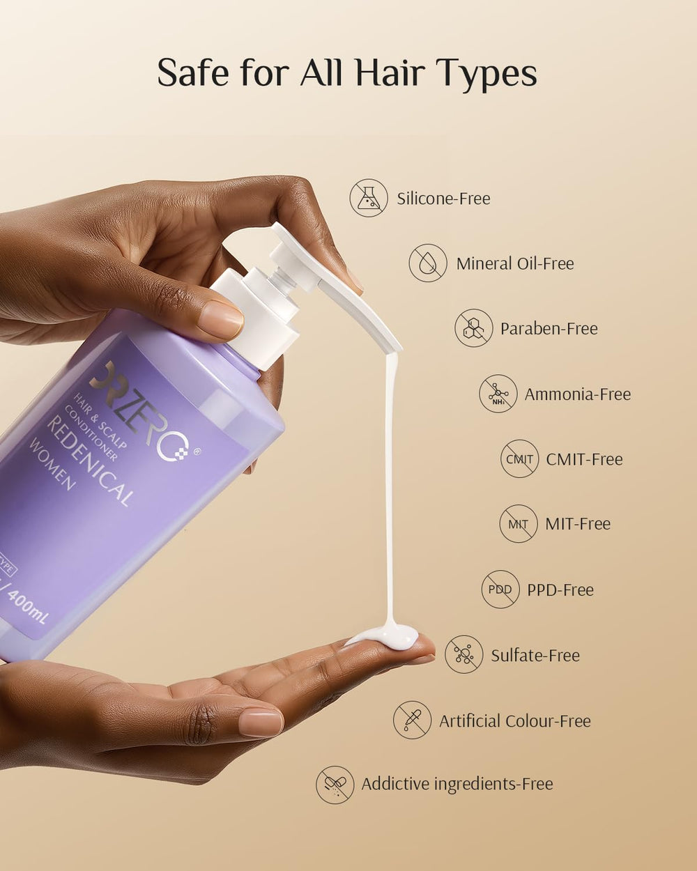 Natural plant extracts in DR ZERO Redenical conditioner for a gentle feel.