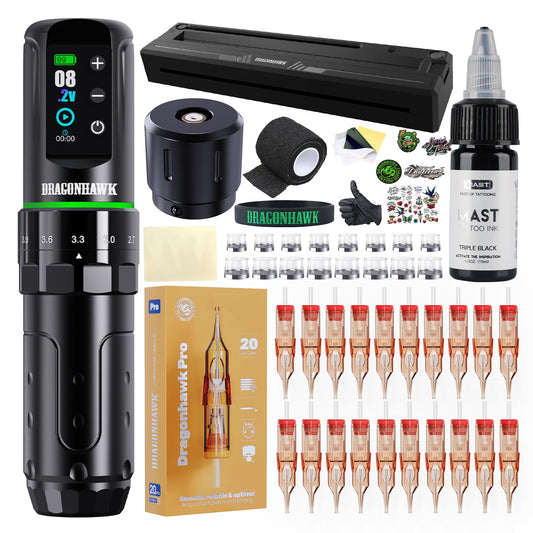 Dragonhawk L3 tattoo gun kit with A4 printer for professional stencil transfers.