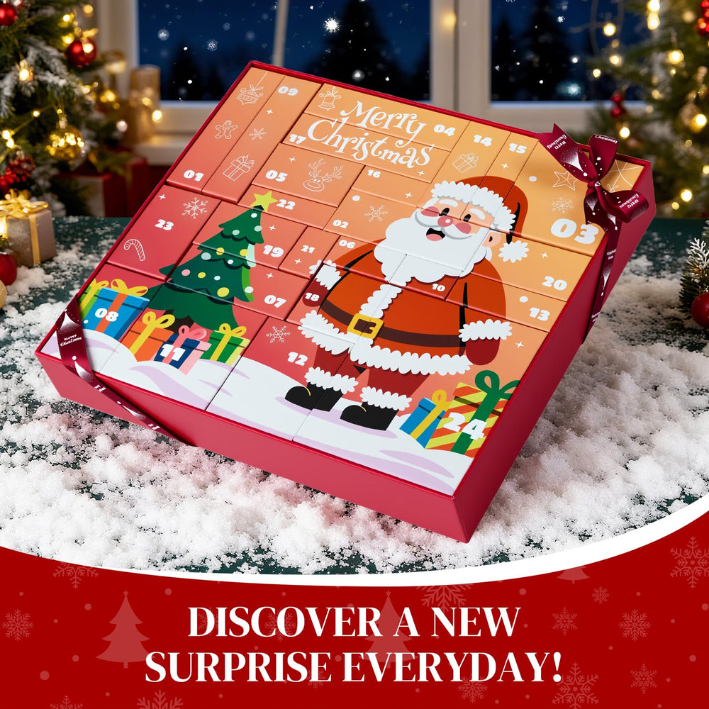 Drawfar 24 skincare treats inside the calendar for a varied daily routine.