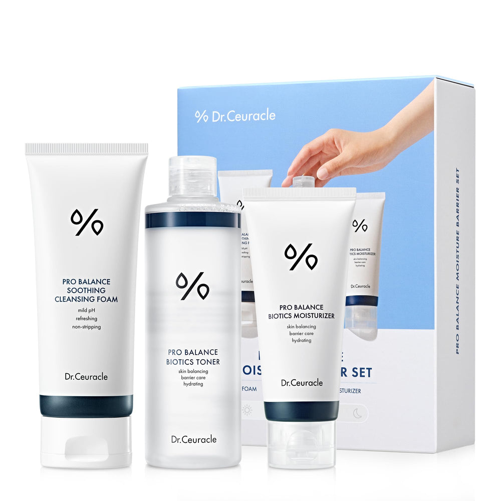 Dr.Ceuracle Pro Balance cleansing foam bottle shows gel-to-foam action for daily gentle cleansing