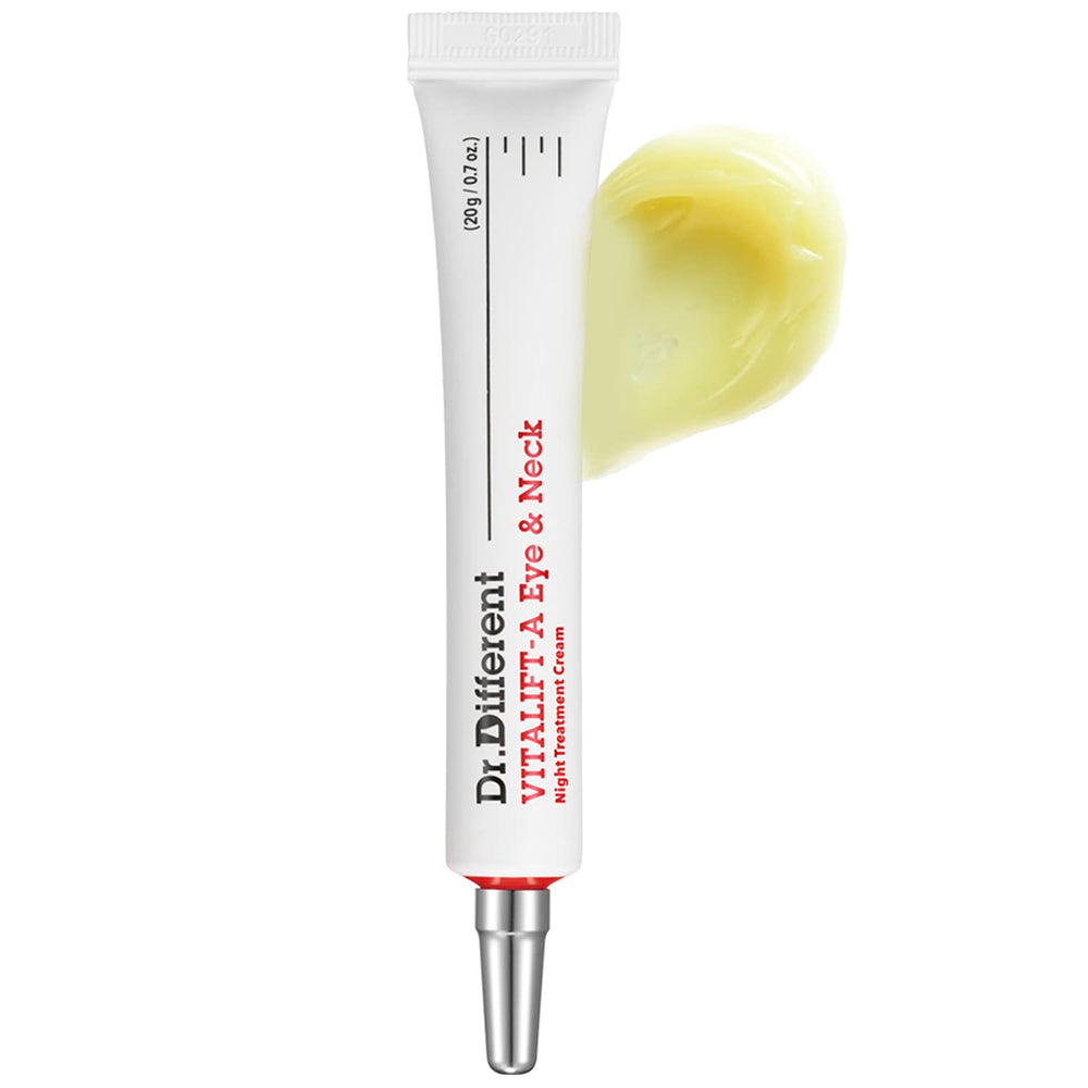 Dr.Different Vitalift retinal bottle highlights potent 0.025% formula for targeted care.