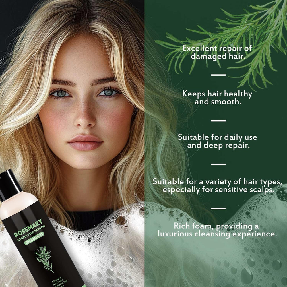 DreamCatching Rosemary Hydrolyzed Keratin close-up highlights strength.