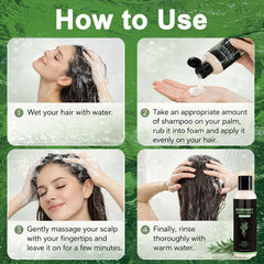 DreamCatching Rosemary Shampoo close-up bottle conveys gentle cleansing.